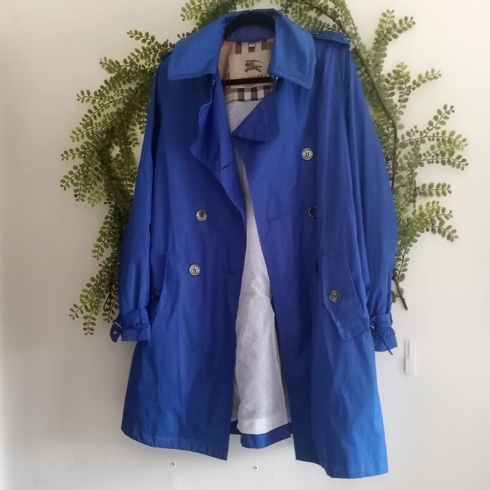 Burberry Blue Windbreaker Nylon Trench Coat - Picture 10 of 16